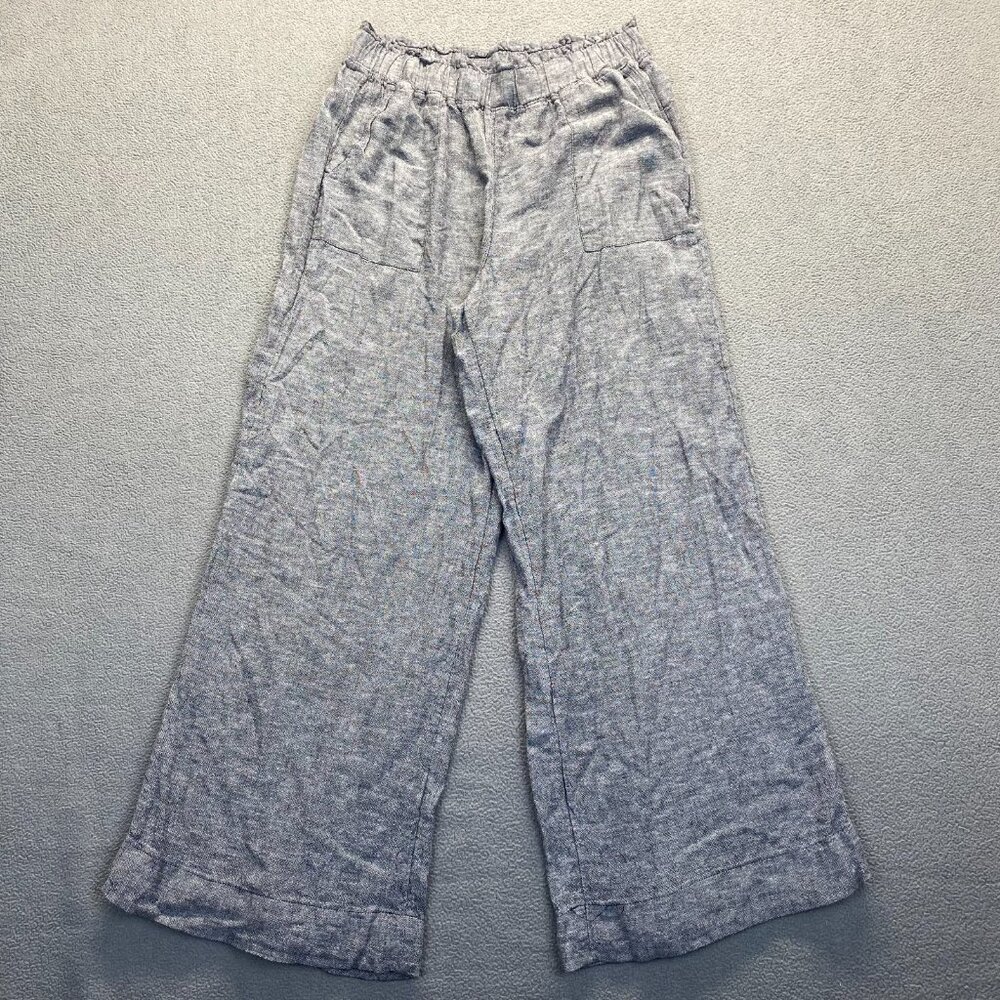 Pant Gray,Wide Leg  Women's Size S (4-6) Pockets,Elastic Waist,Y2K,Pull On,Linen